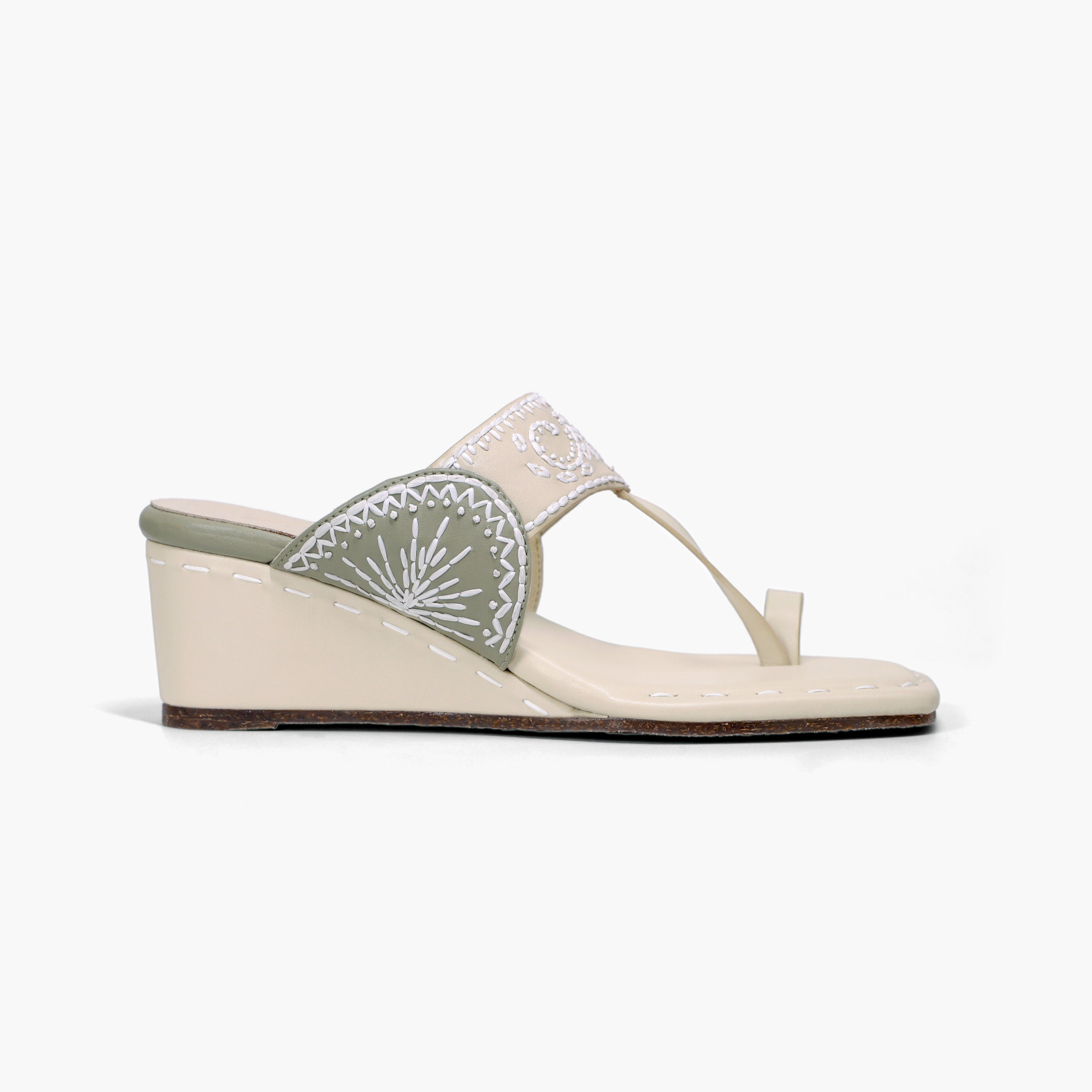 Cream And Sage Mandana Heels