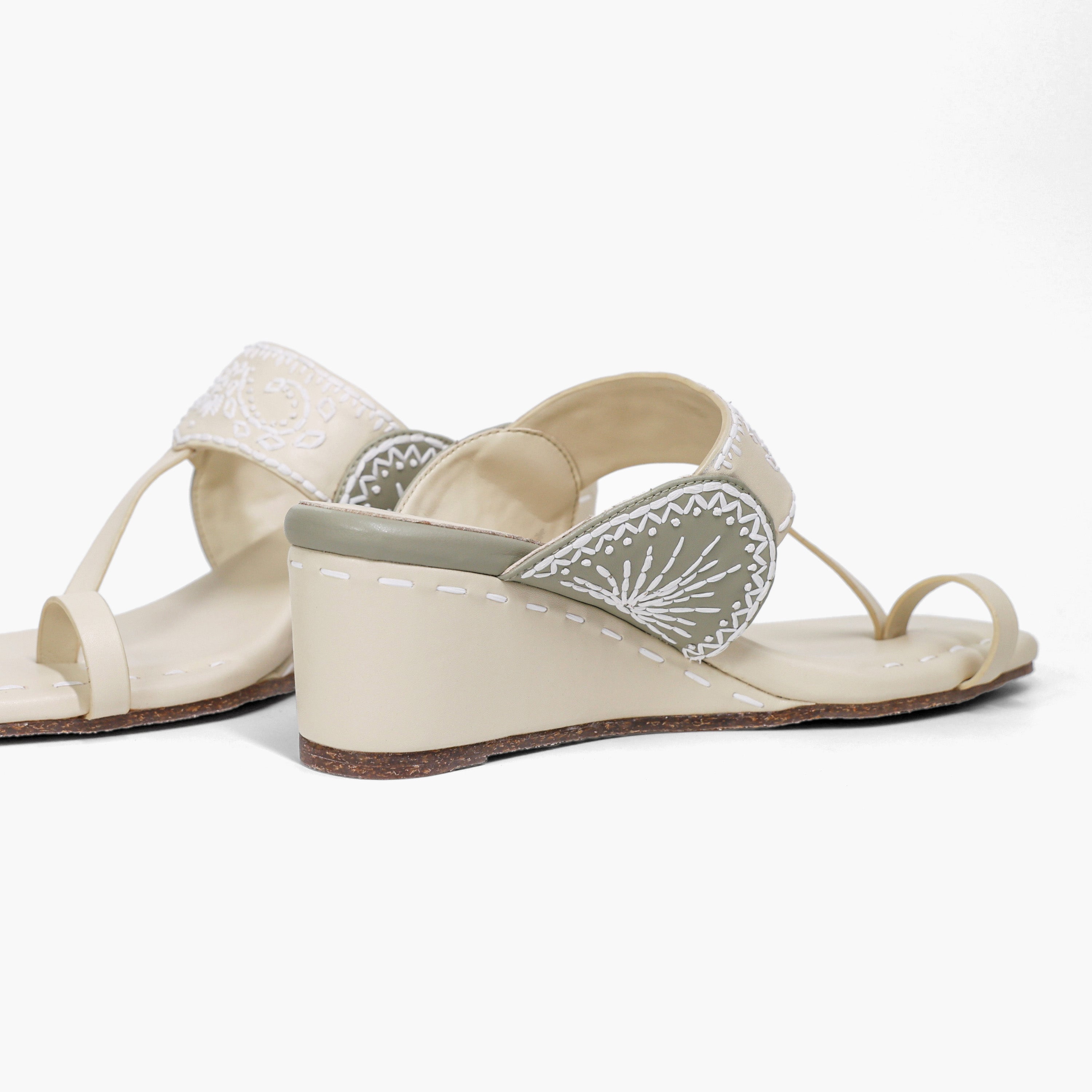 Cream And Sage Mandana Heels