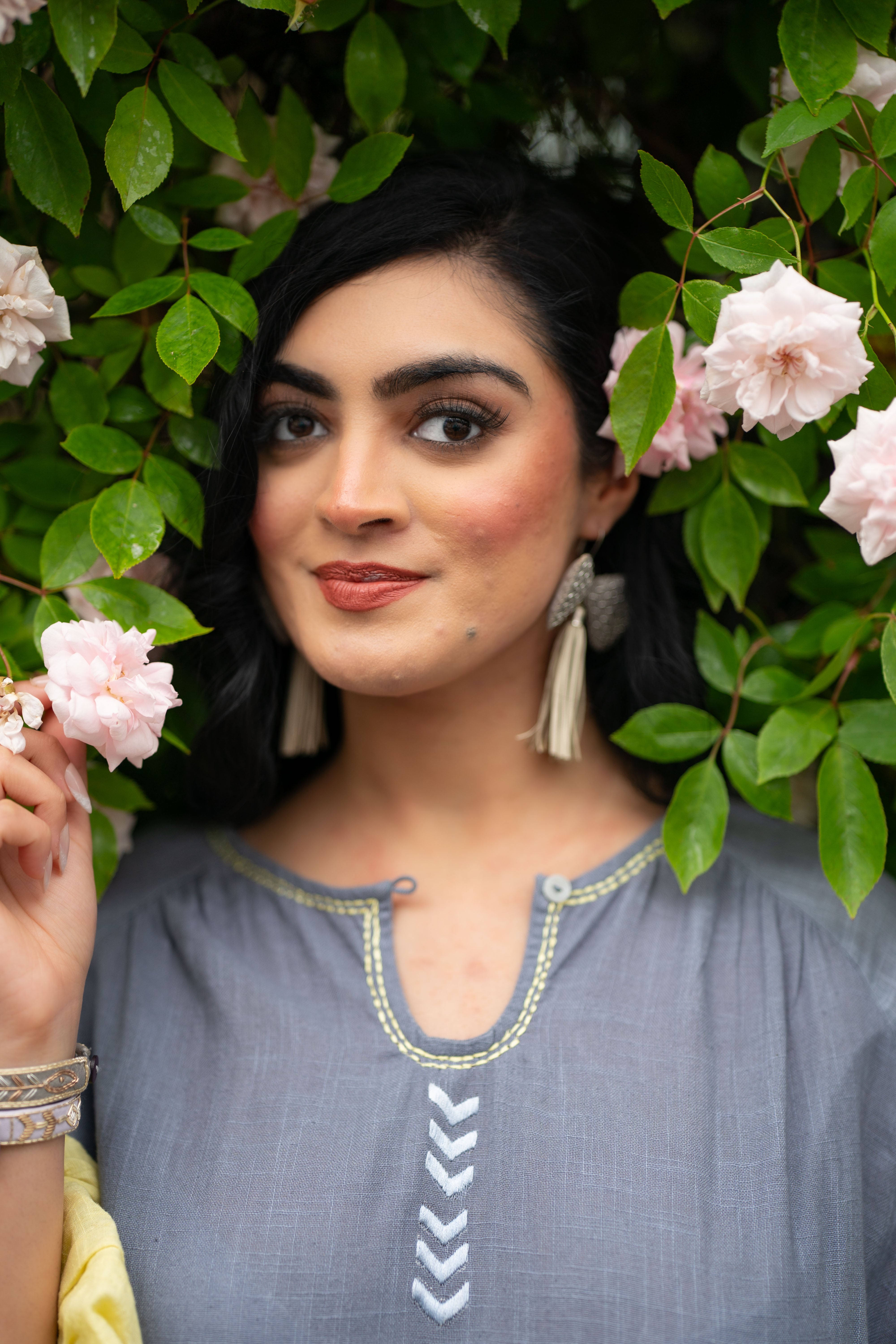 Chevy Bow 2 - Dull Silver And Cream Recycled Leather Earrings