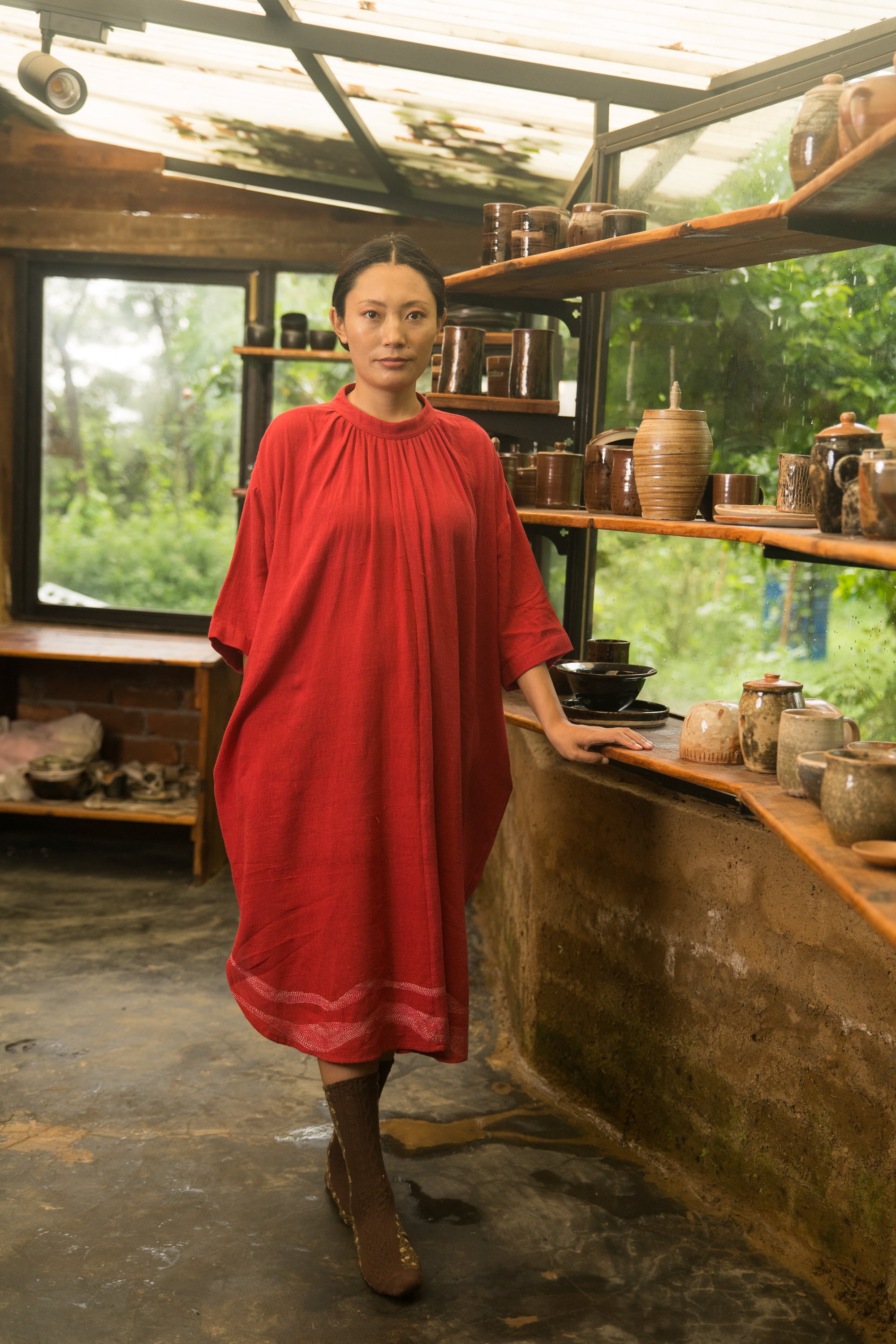 kala cotton dress aira handwoven indigenous wool and cotton dress Fifth Origins