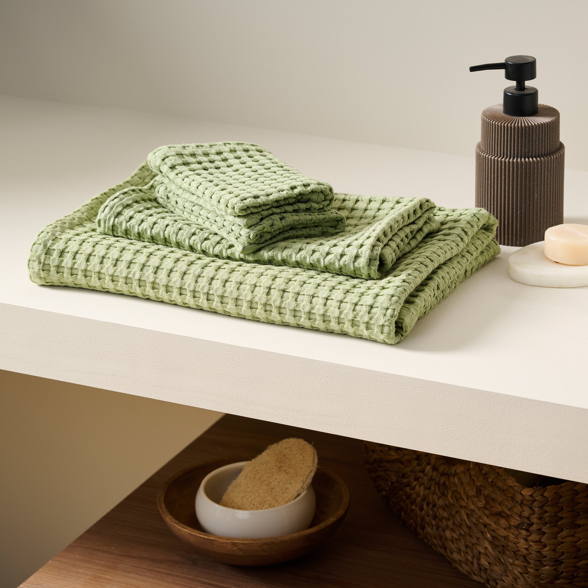 Chalk Cotton Waffle Towel