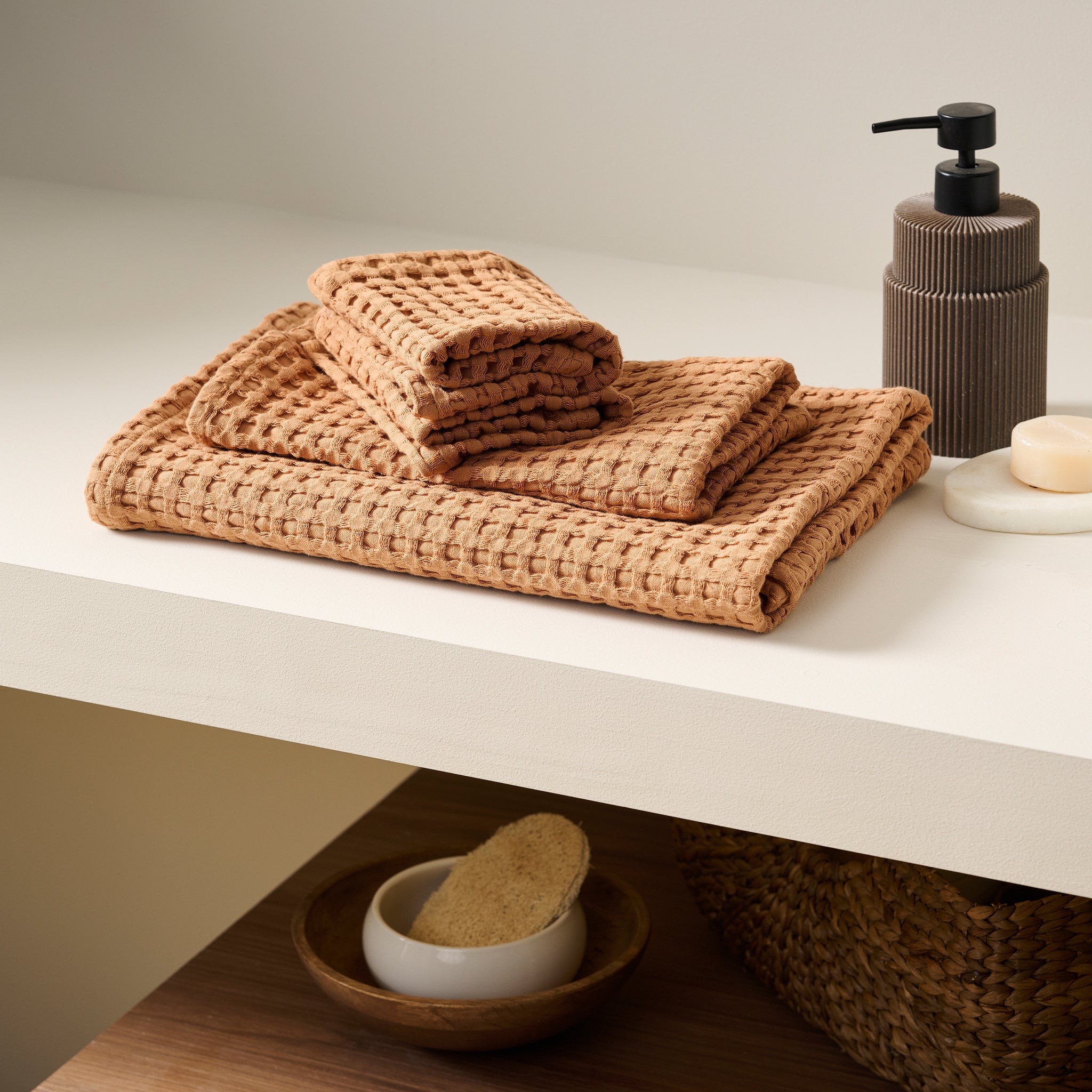 Chalk Cotton Waffle Towel
