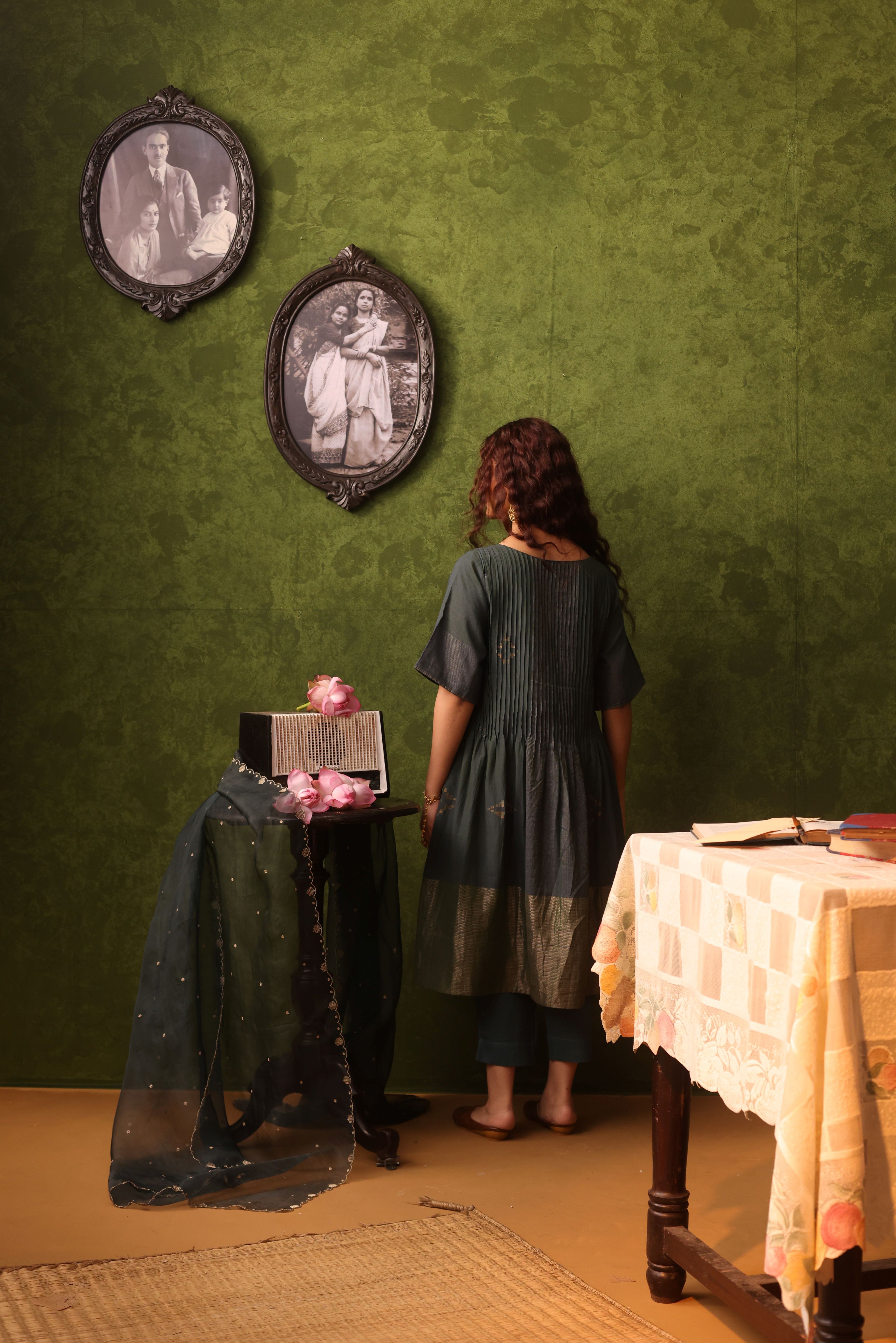 Bindu - Dark Green Handwoven Khadi Straight Fit Pant