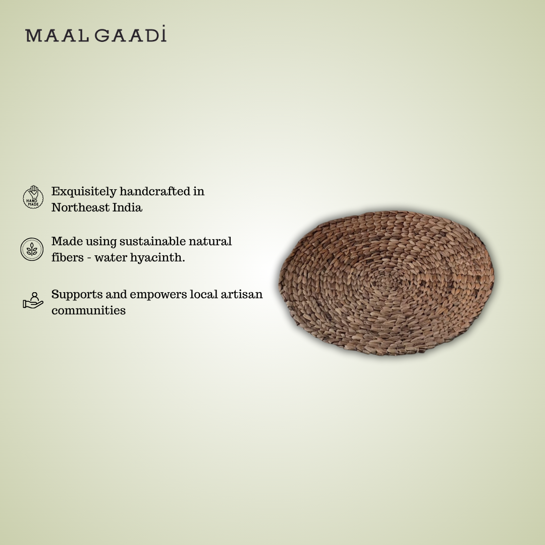 Handmade water hyacinth round table mat
