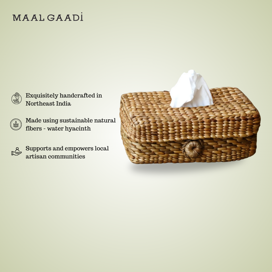 Handmade water hyacinth tissue box