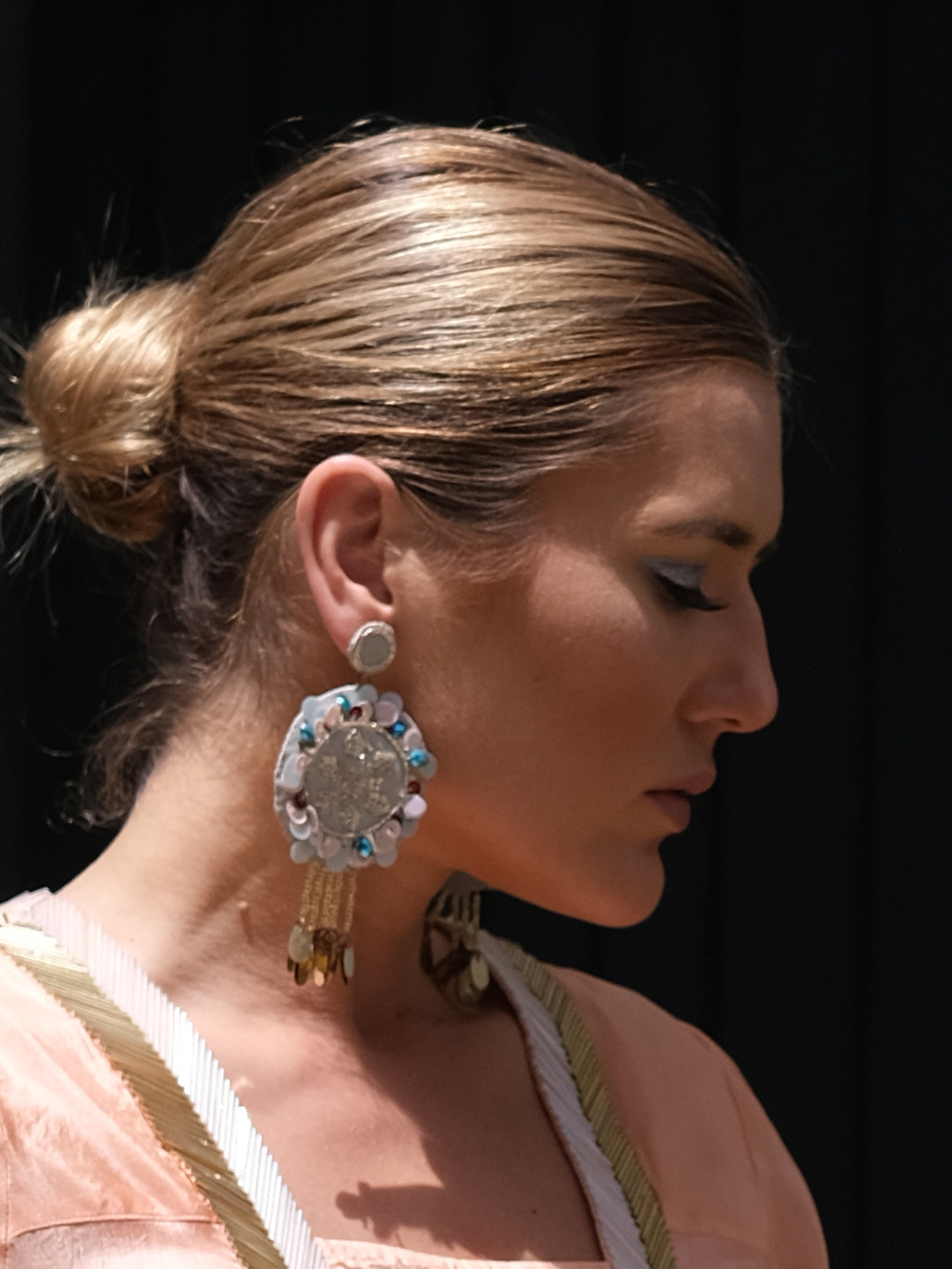 Chevy Circle 2 - Grey Recycled Leather Earring