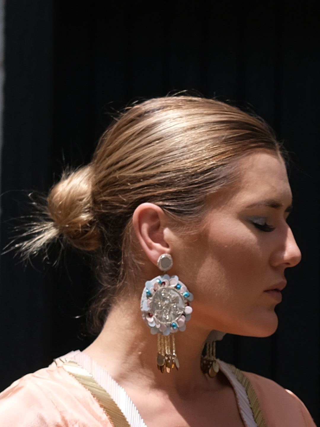 Chevy Circle 2 - Grey Recycled Leather Earring