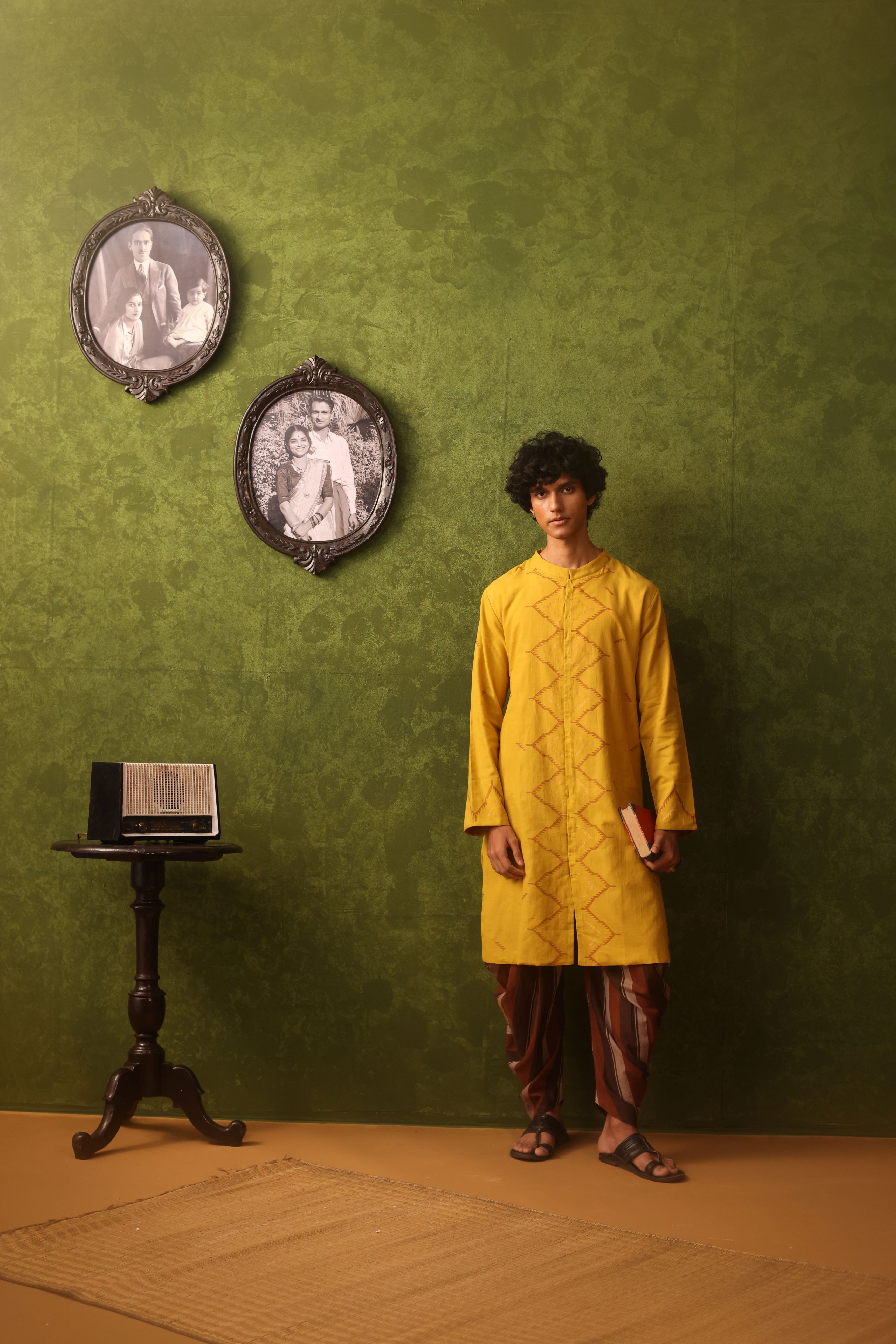 Seher - Mustard Yellow Handwoven Cotton Jamdani Kurta