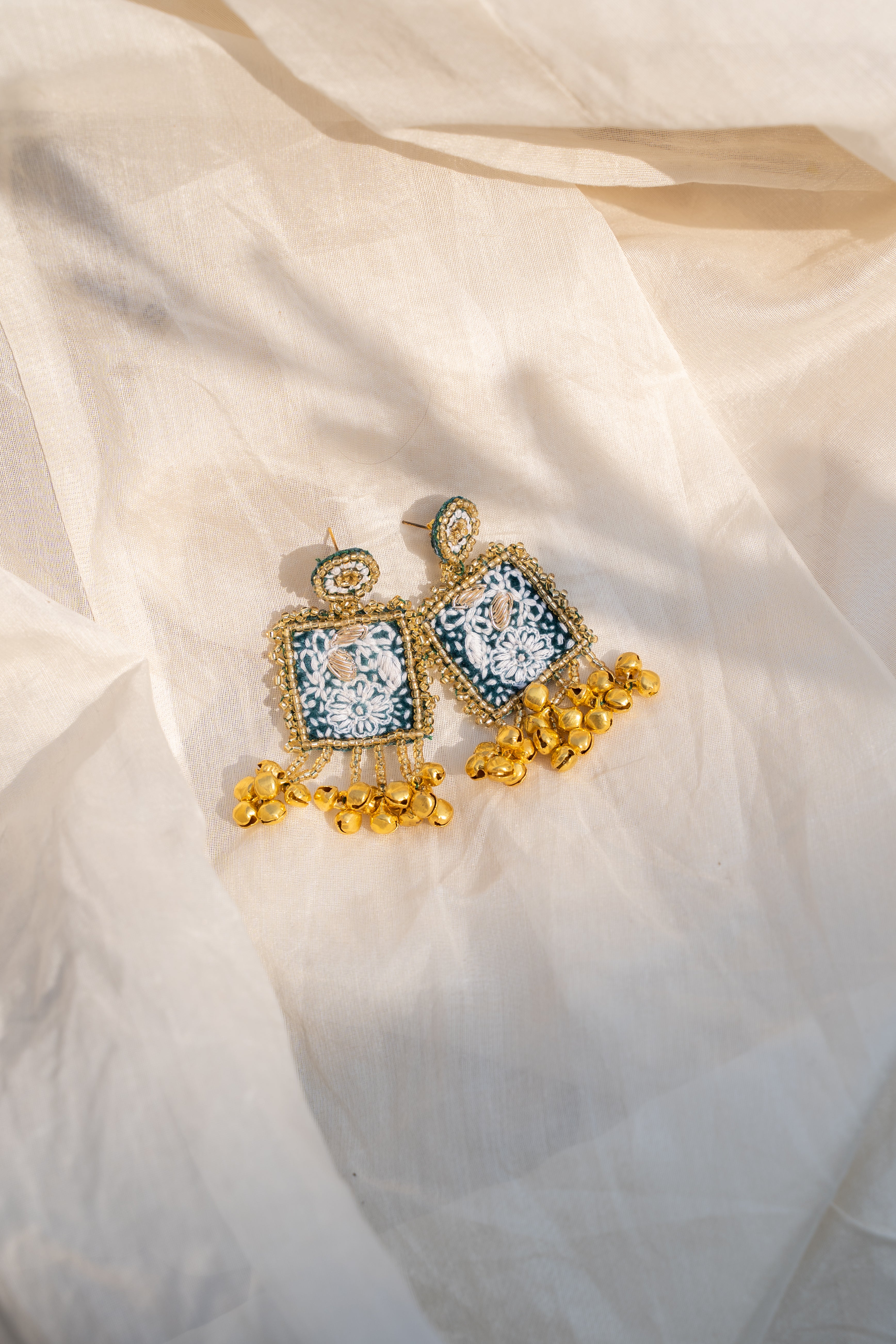 Teal Handcrafted Dangling Style Earring