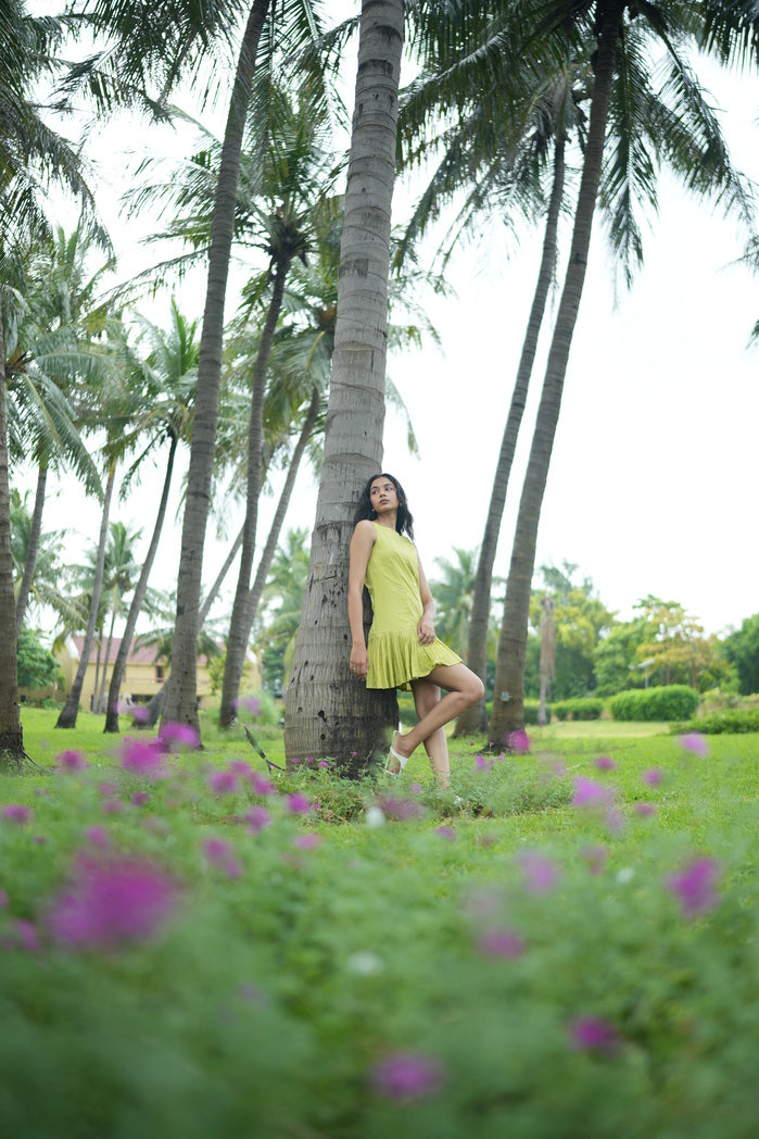 Naples - Green Cotton Mini Dress