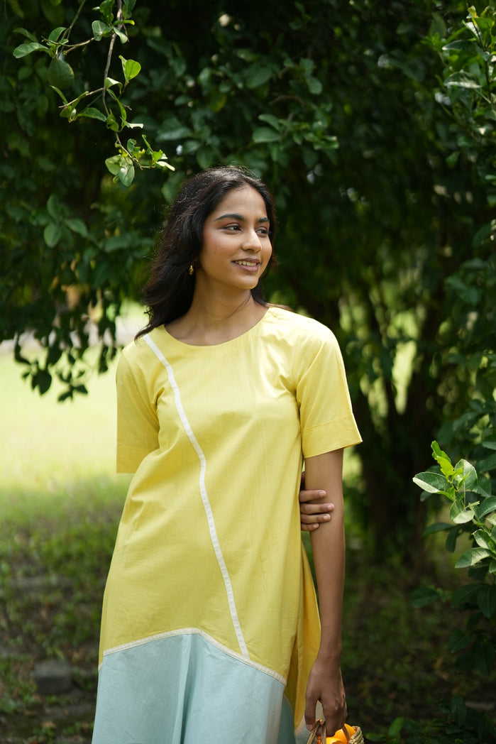 Butter Yellow and Teal Cotton Poplin Rhode Contract Dress