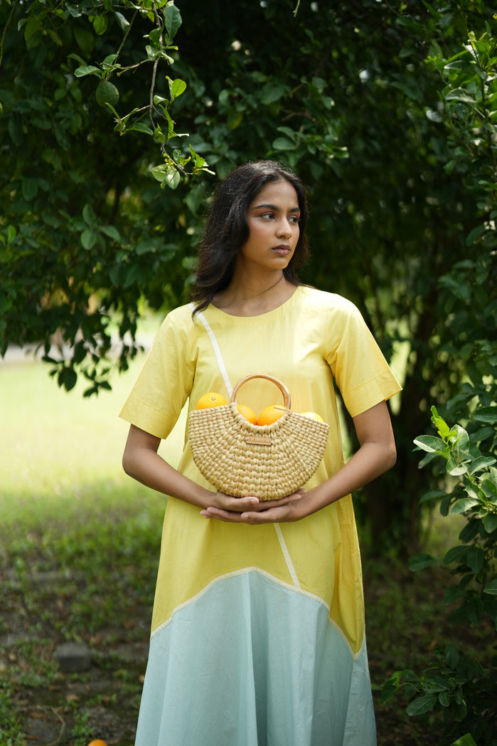 Butter Yellow and Teal Cotton Poplin Rhode Contract Dress