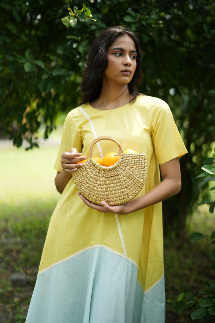 Butter Yellow and Teal Cotton Poplin Rhode Contract Dress