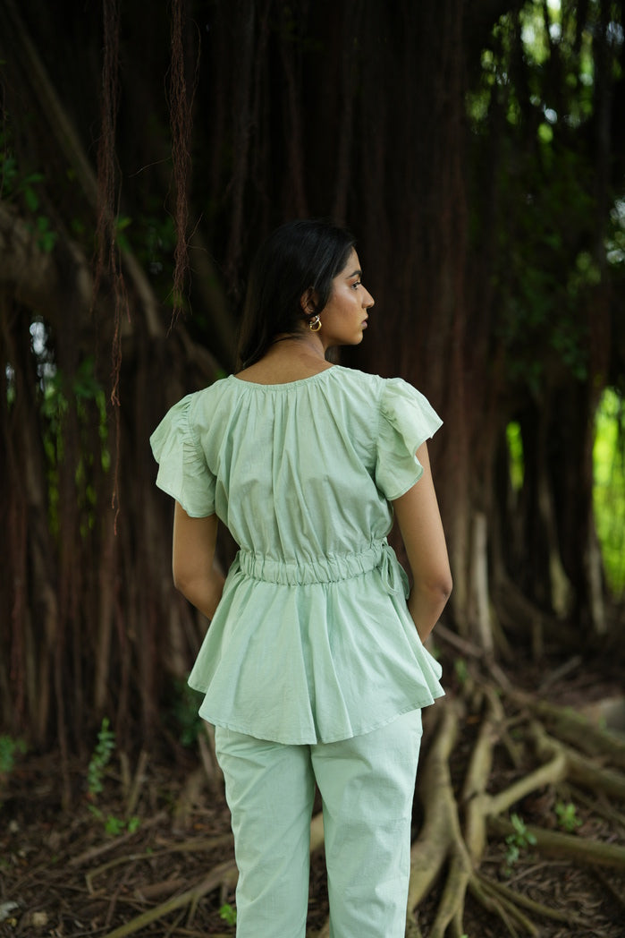 Sao Paulo - Mint Green Cotton Poplin Peplum Set