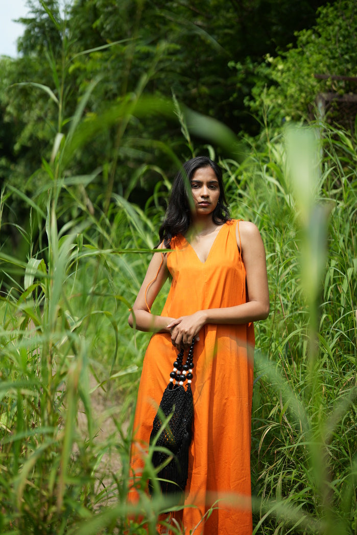 Manila - Orange Cotton Poplin String Dress