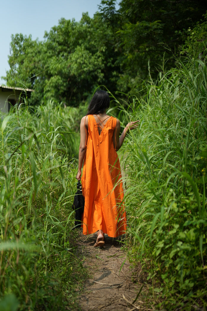Manila - Orange Cotton Poplin String Dress