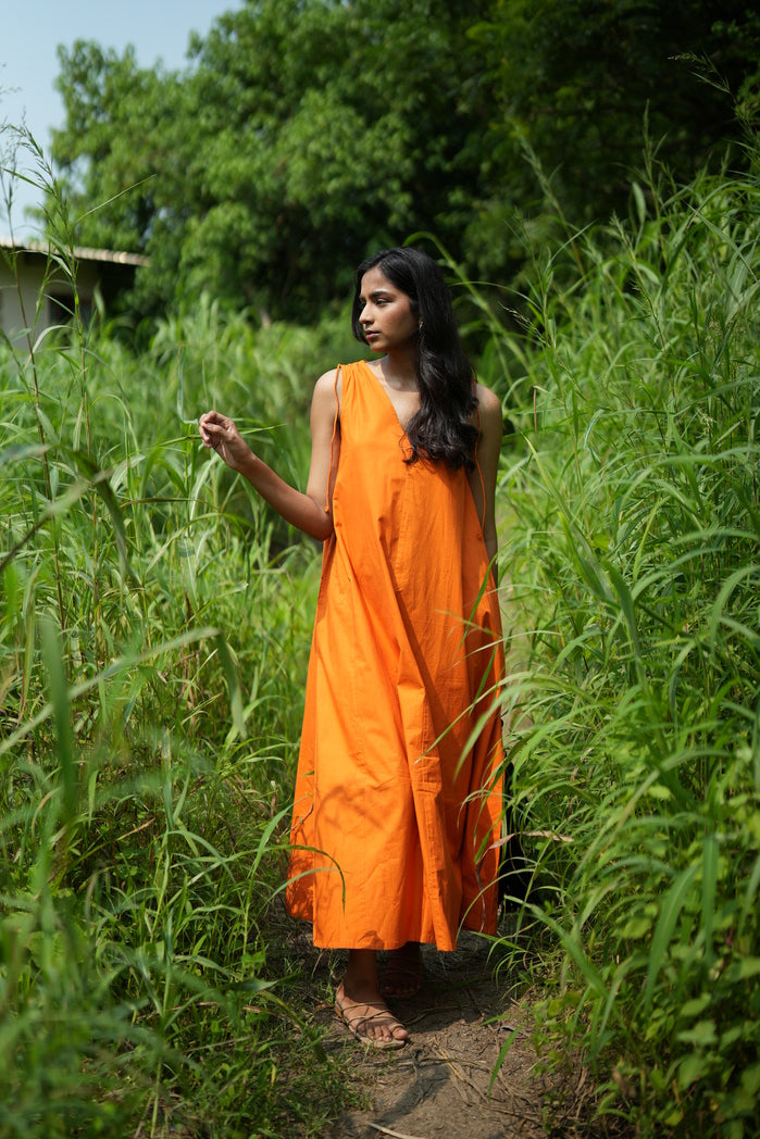 Manila - Orange Cotton Poplin String Dress