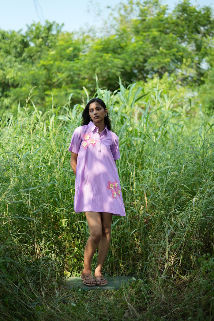 Lavender Cotton Poplin Beliz Mini Dress
