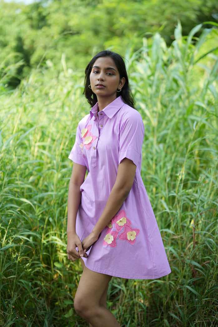 Lavender Cotton Poplin Beliz Mini Dress