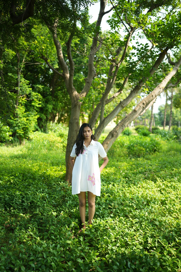 Chile - White Cotton Poplin Mini Dress