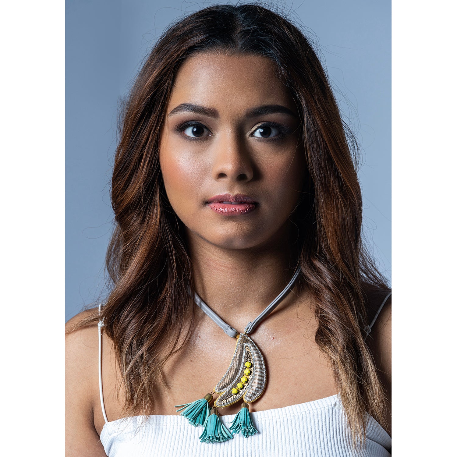 Banana Island - Yellow And Grey Recycled Leather Neckpiece