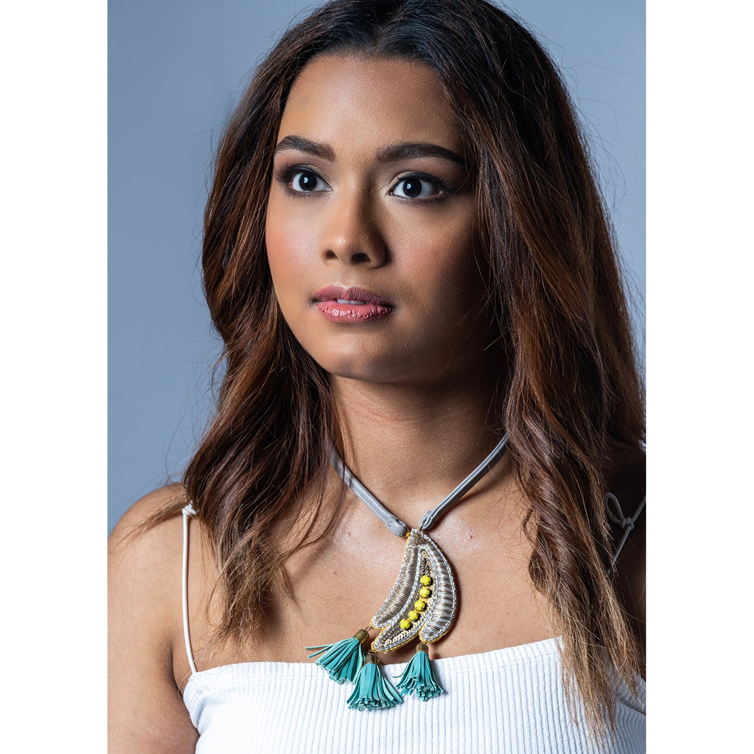 Banana Island - Yellow And Grey Recycled Leather Neckpiece