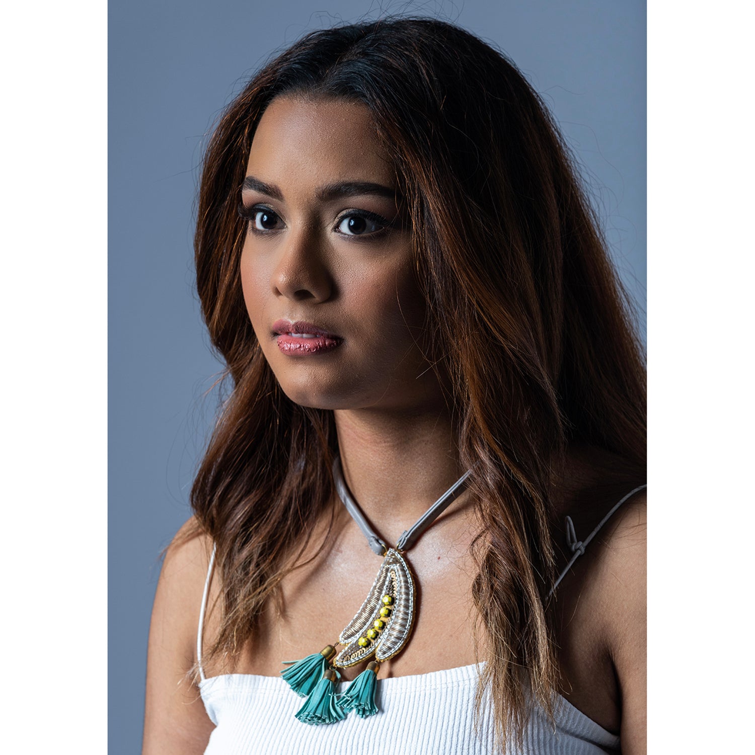 Banana Island - Yellow And Grey Recycled Leather Neckpiece