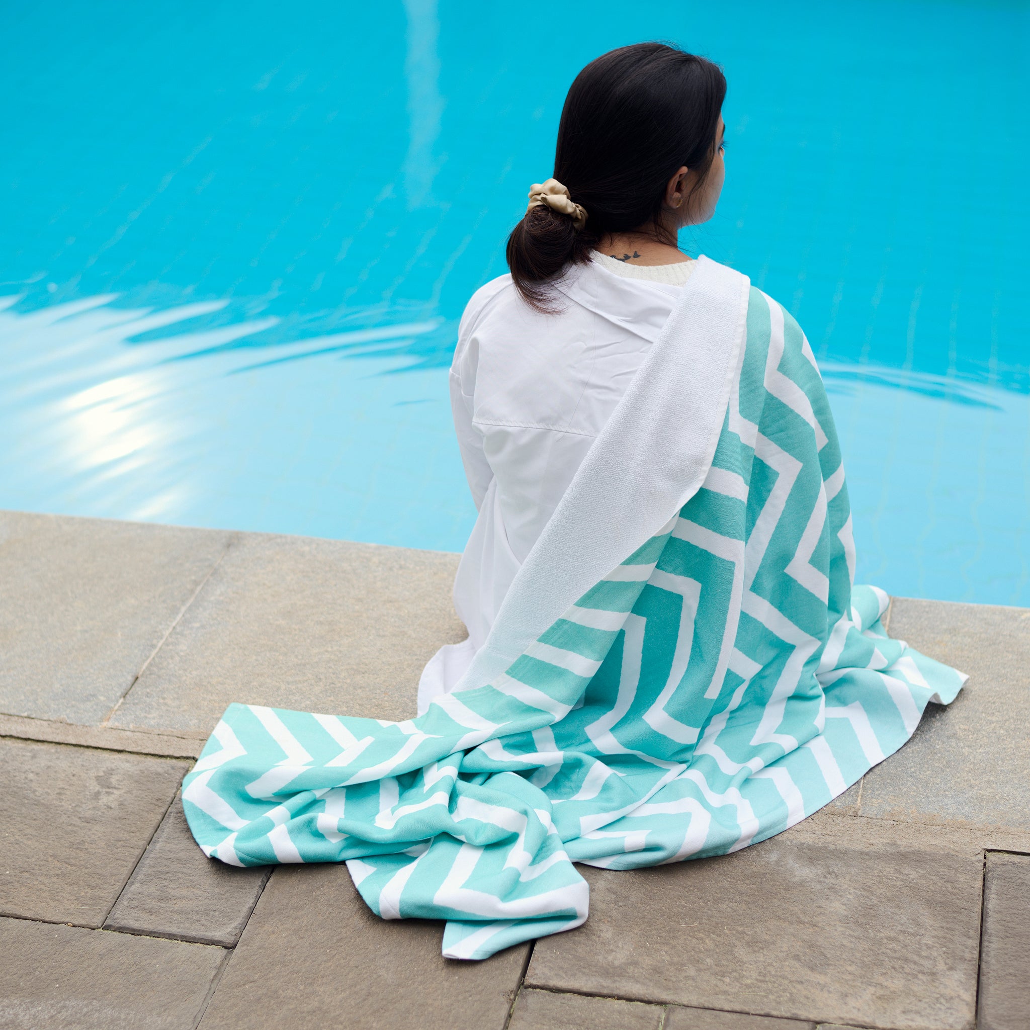 Chevron Cotton Hammam Terry XL Bath Towel