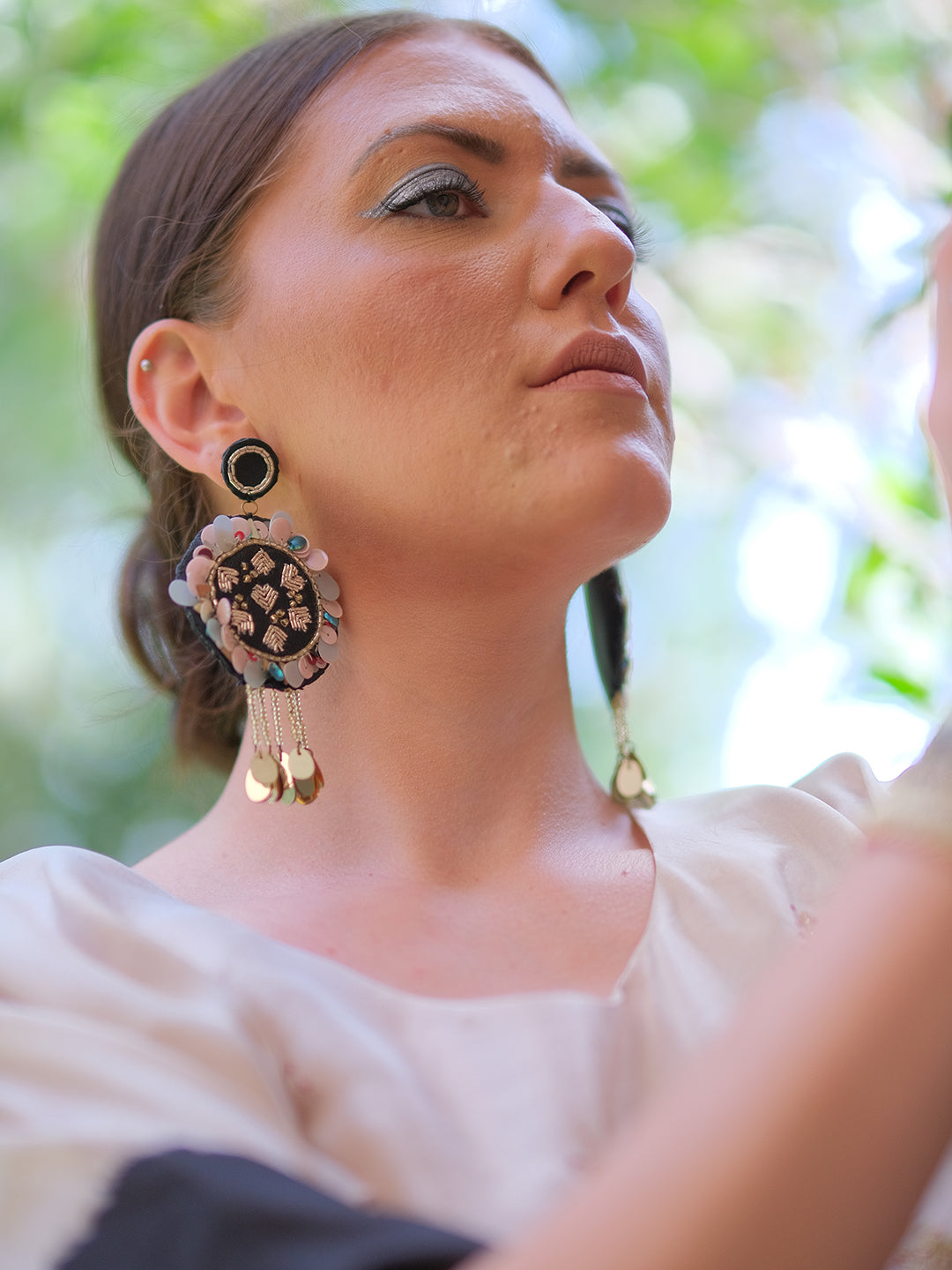 Chevy Circle 2 - Black Recycled Leather Earring