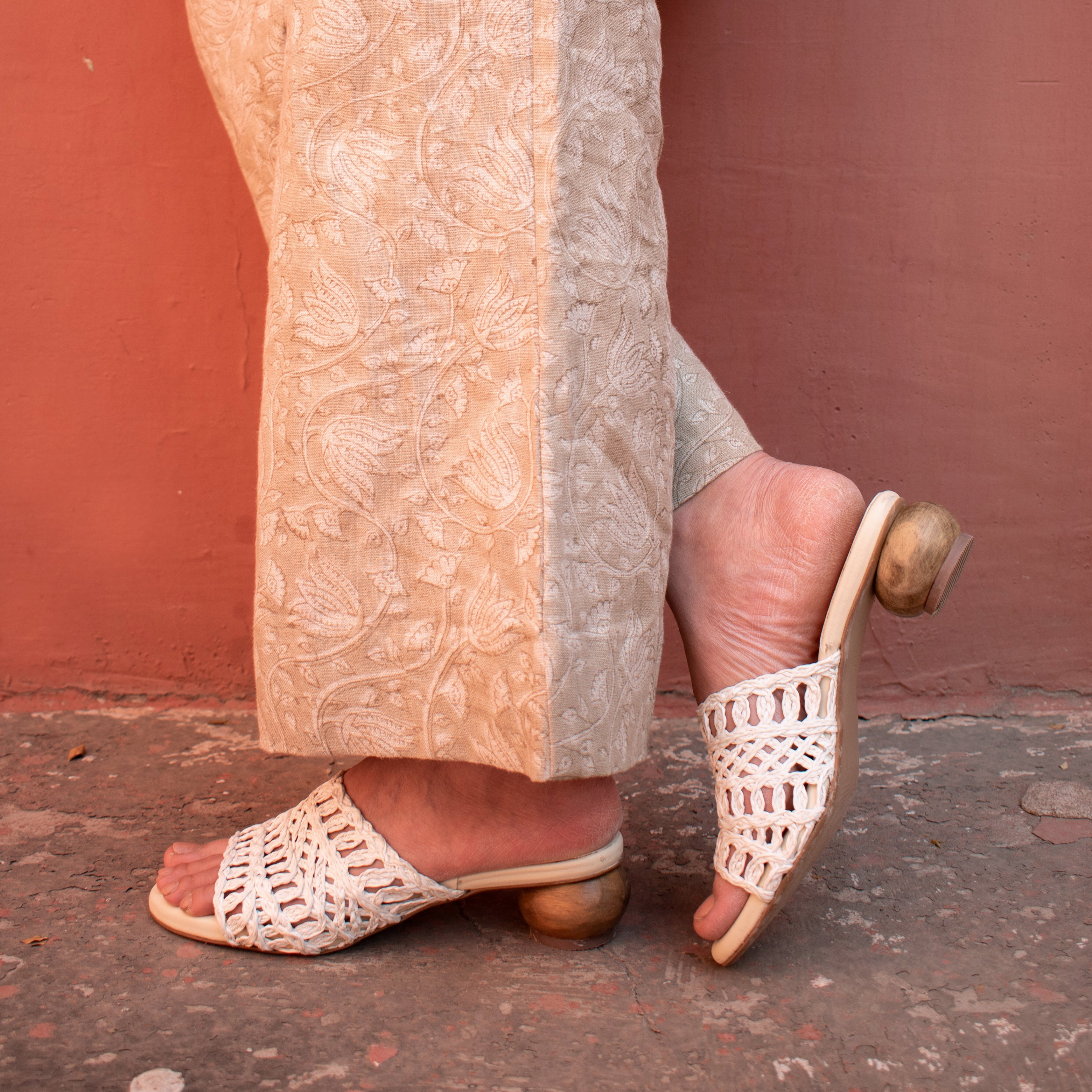 Cream Baya Matka Heels