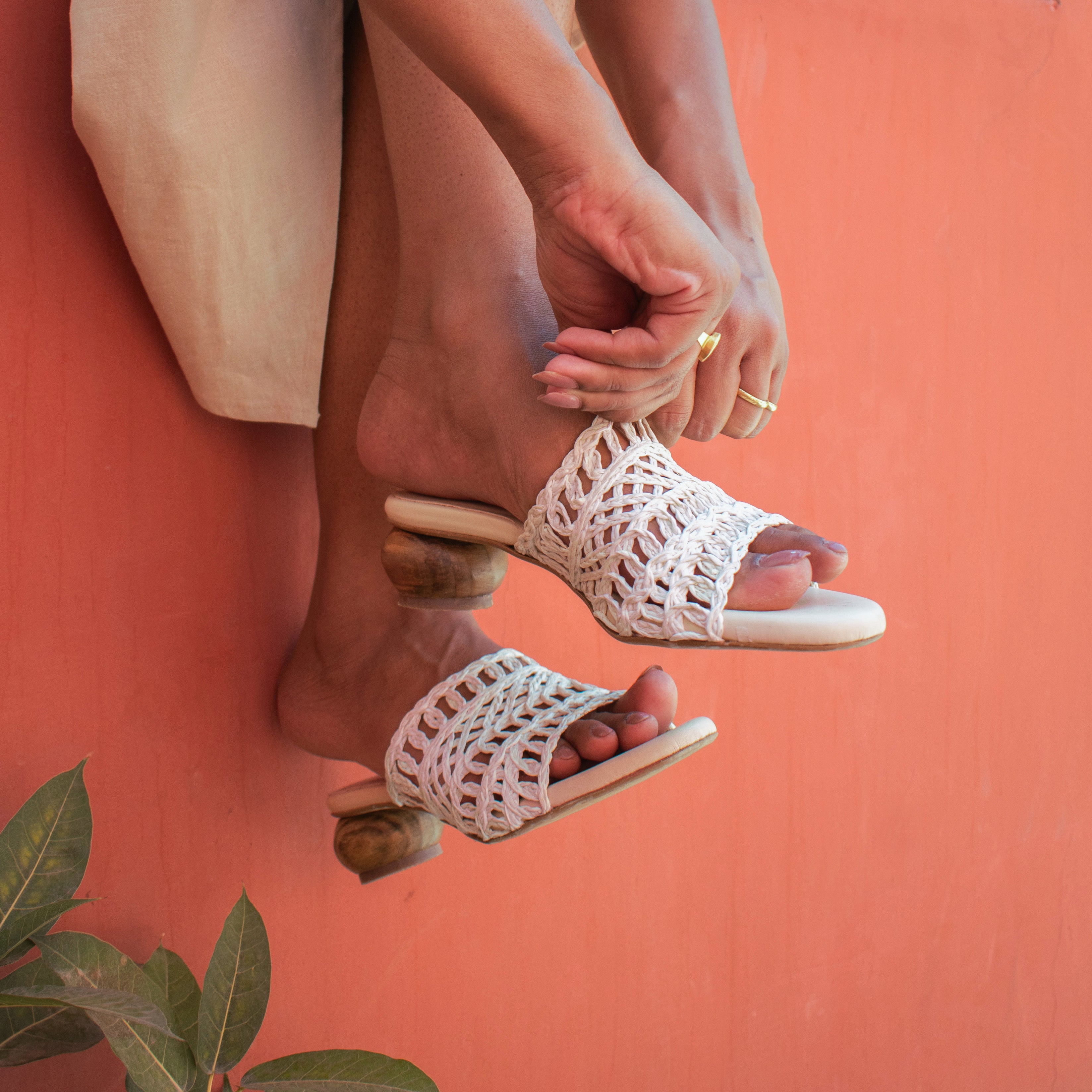 Cream Baya Matka Heels