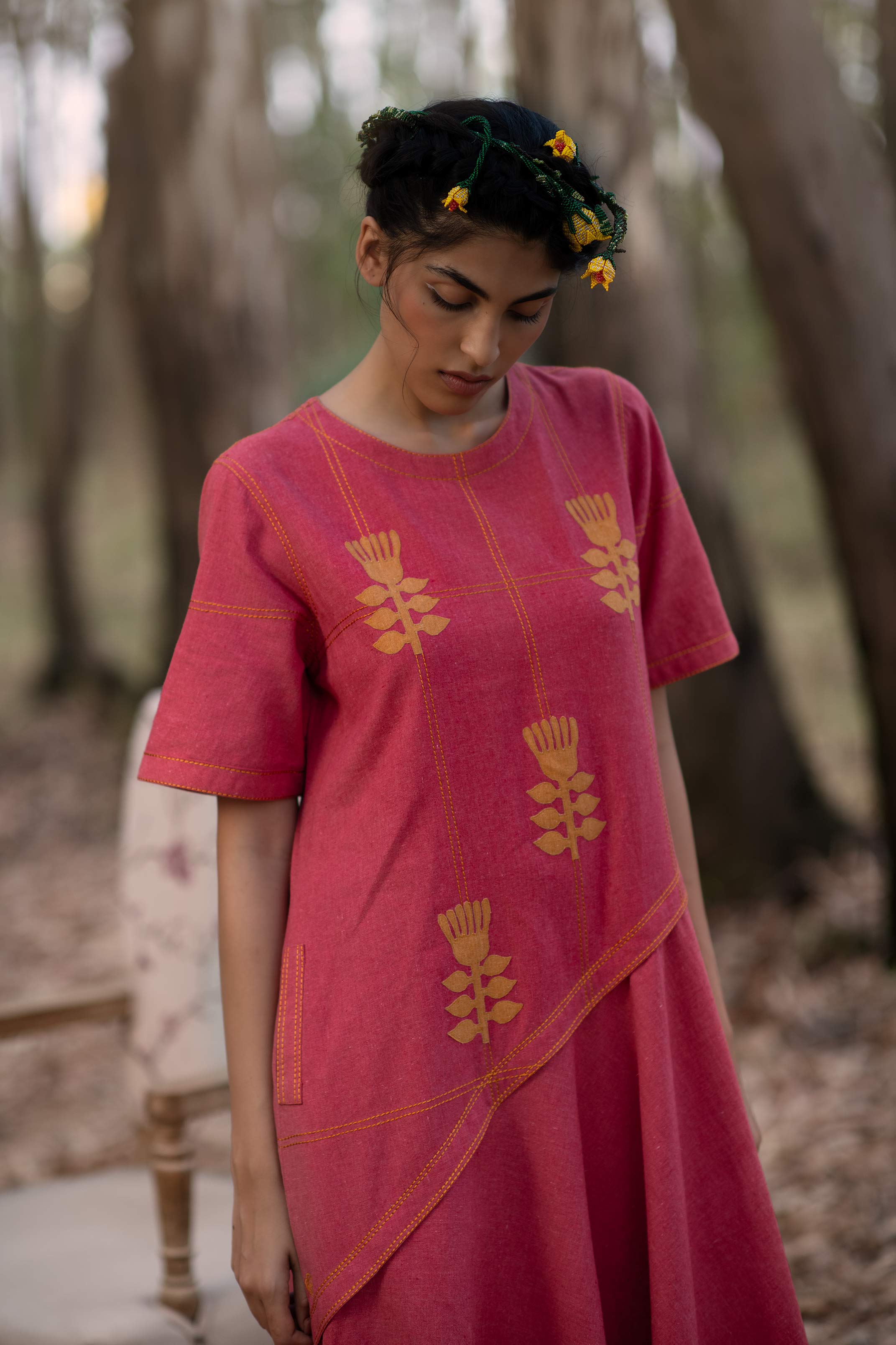 Mocha applique dress