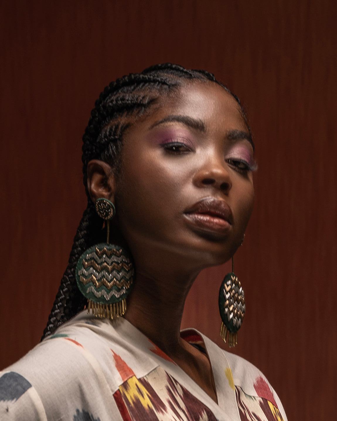 Chevy Circle - Dark Green Recycled Leather Earring