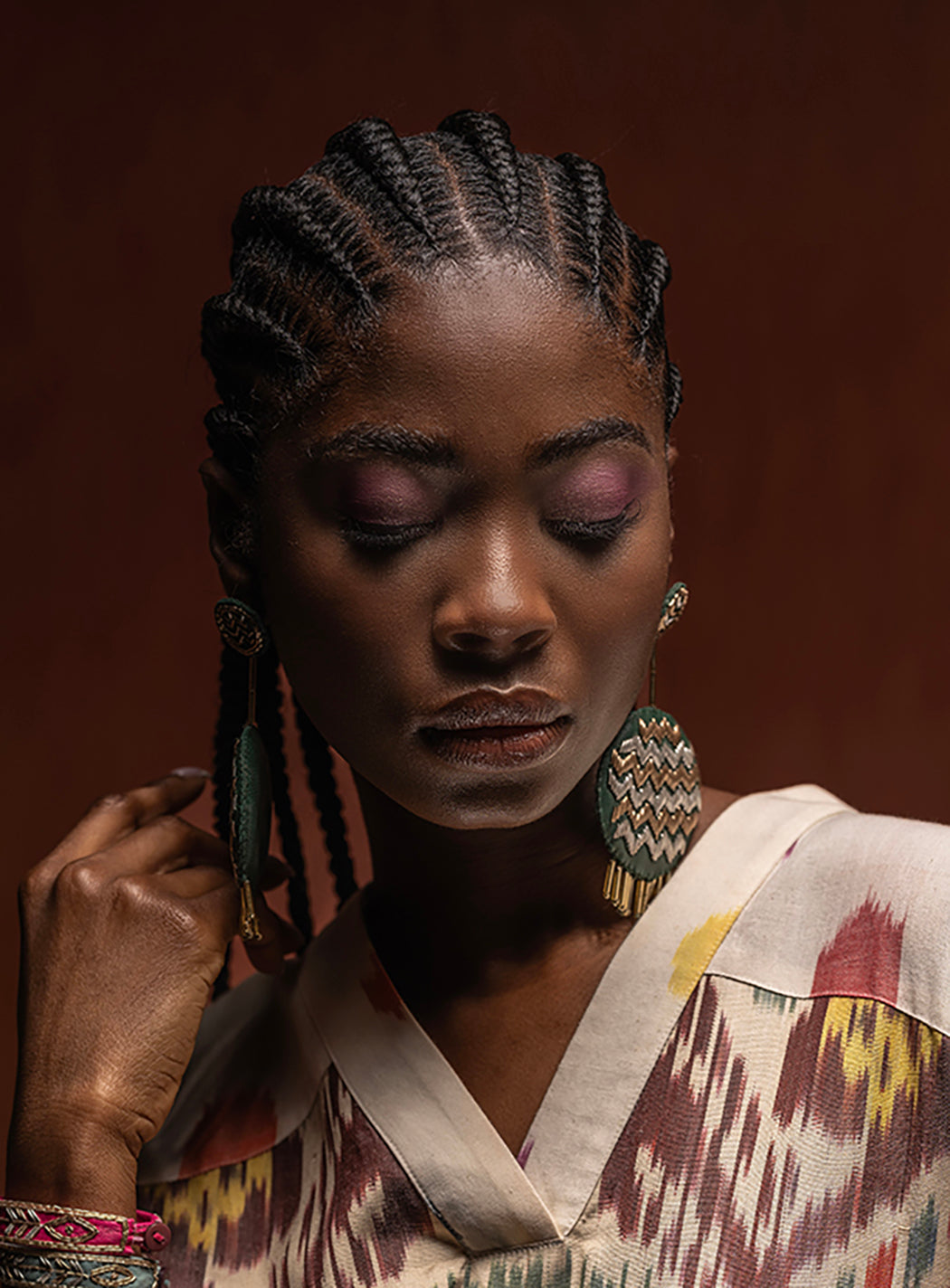 Chevy Circle - Dark Green Recycled Leather Earring