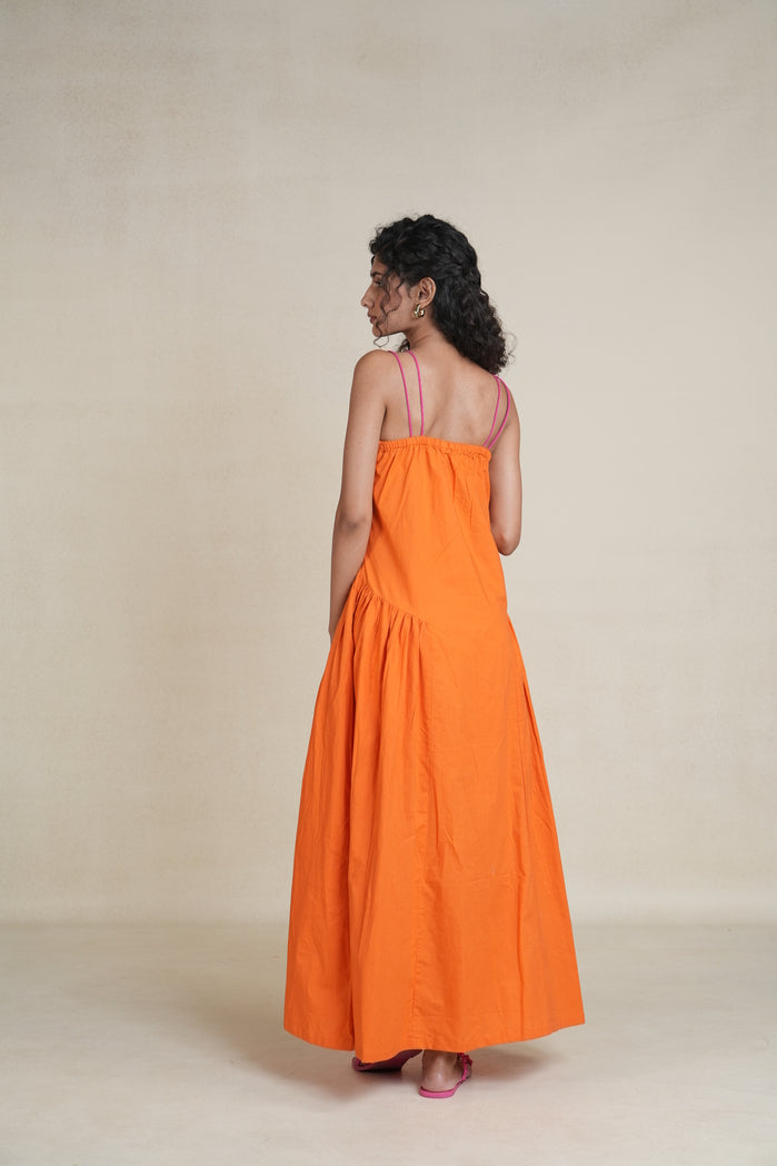 Orange and Pink Cotton Poplin Durban Dress