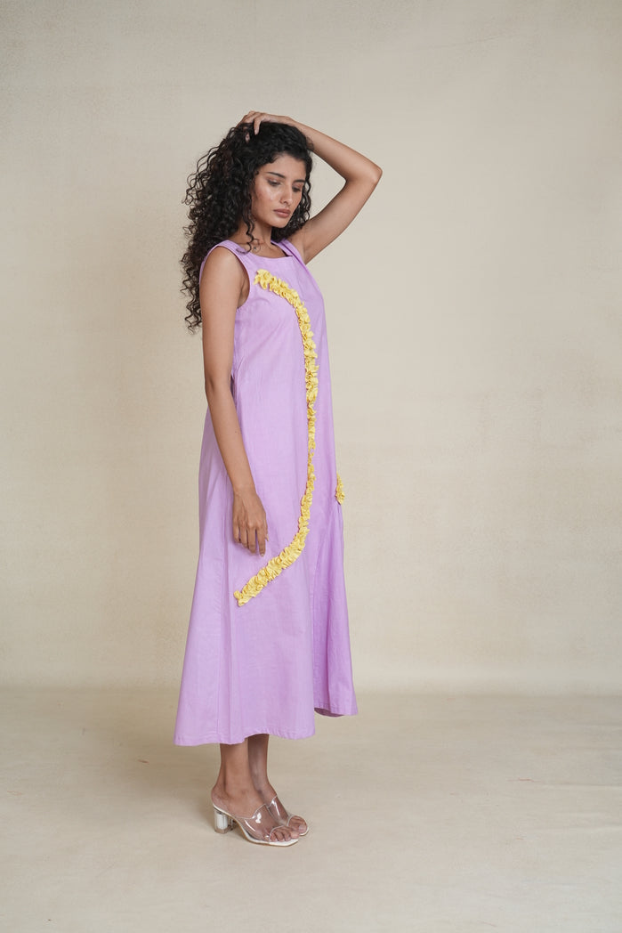 Lavender and Yellow Cotton Poplin Elista Dress
