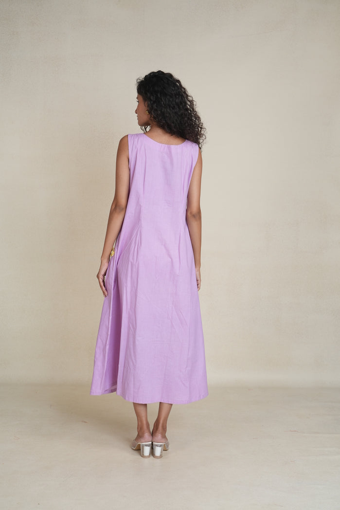 Lavender and Yellow Cotton Poplin Elista Dress