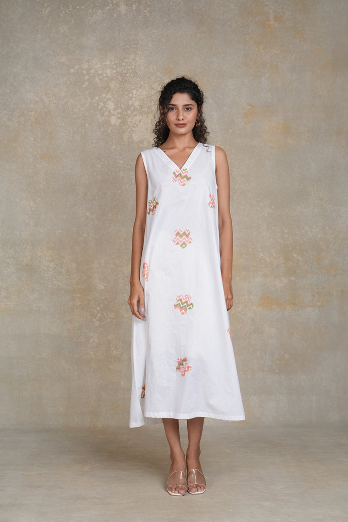 White Cotton Poplin Cali Dress