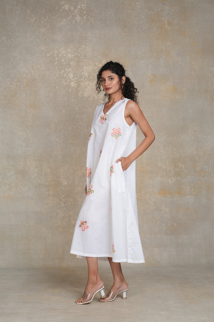White Cotton Poplin Cali Dress