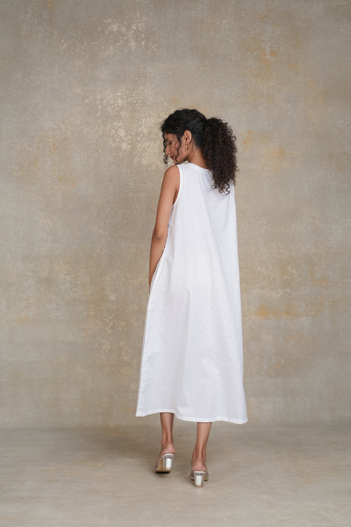 White Cotton Poplin Cali Dress
