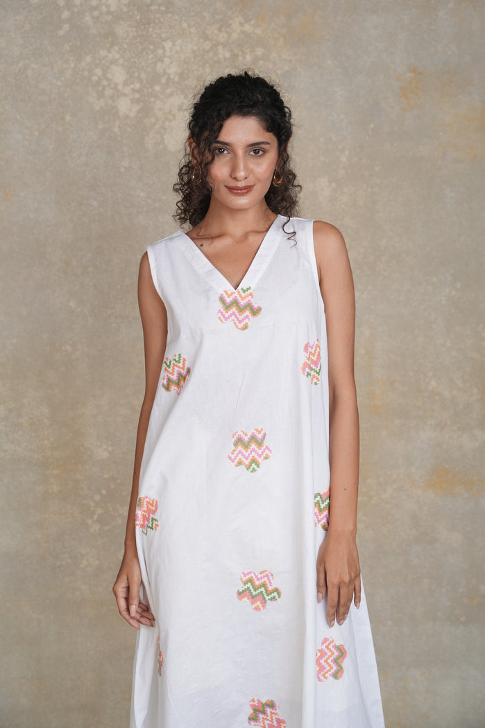 White Cotton Poplin Cali Dress