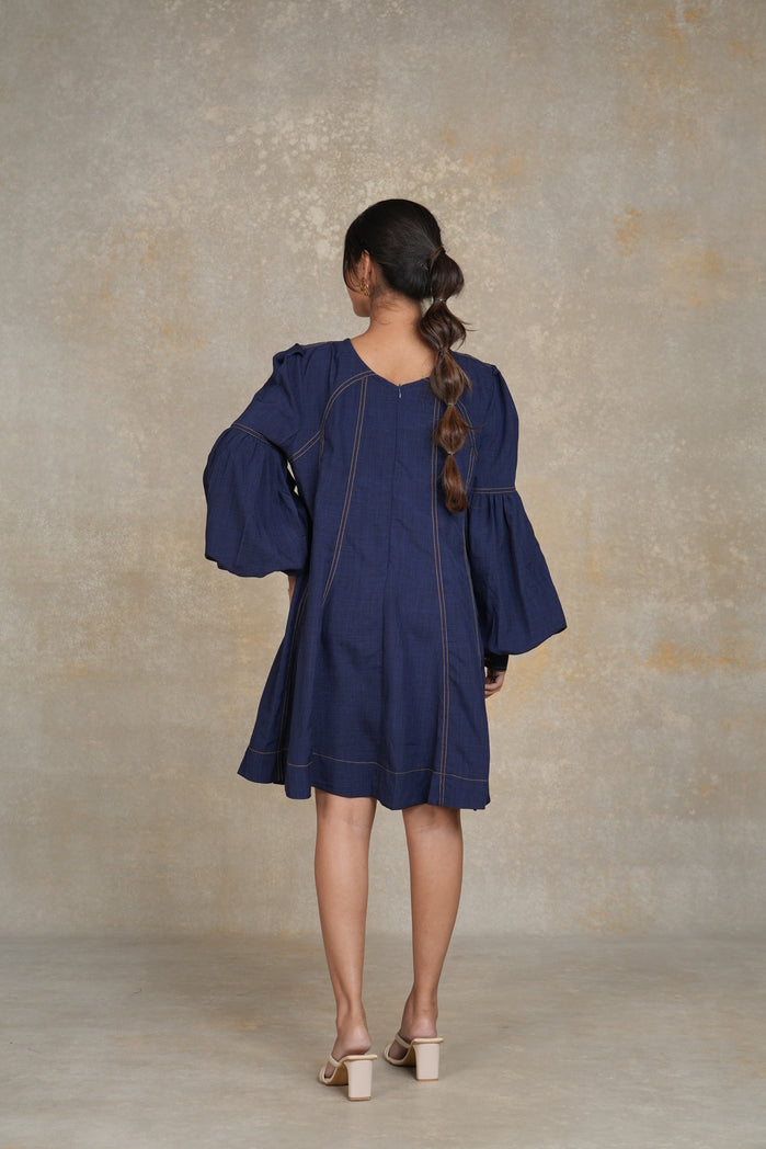 Navy Blue Cotton Poplin Vini Dress