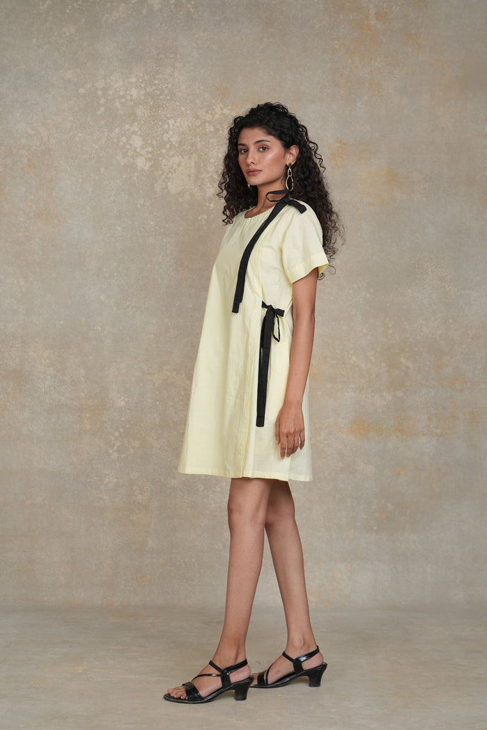 Butter Yellow Cotton Poplin Jenn Bow Dress