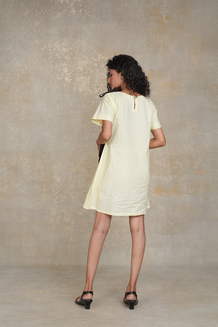 Butter Yellow Cotton Poplin Jenn Bow Dress