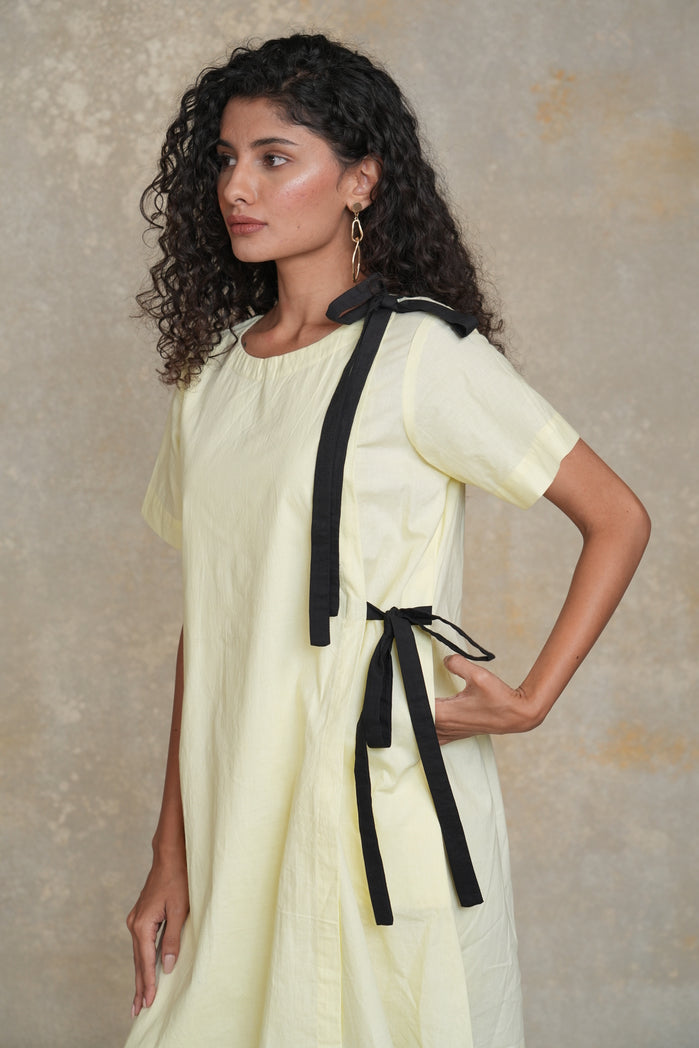 Butter Yellow Cotton Poplin Jenn Bow Dress