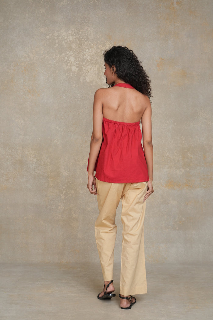 Red and Beige Cotton Poplin Casablanca Set