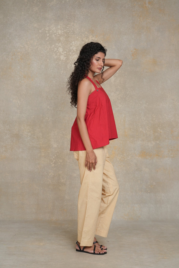 Red and Beige Cotton Poplin Casablanca Set