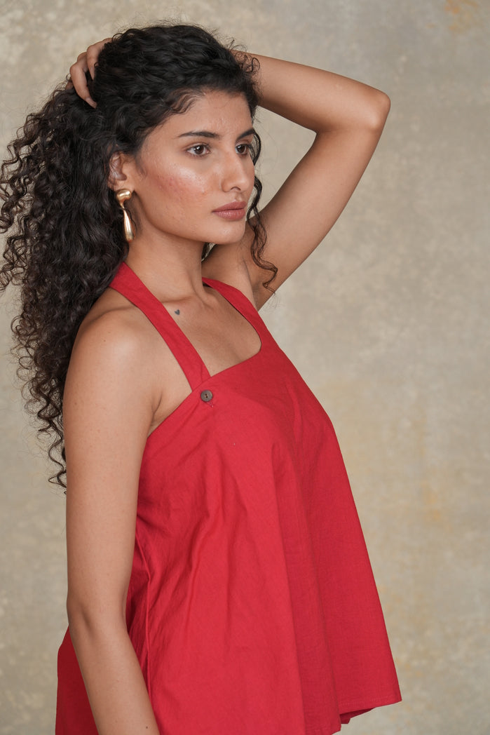 Red and Beige Cotton Poplin Casablanca Set