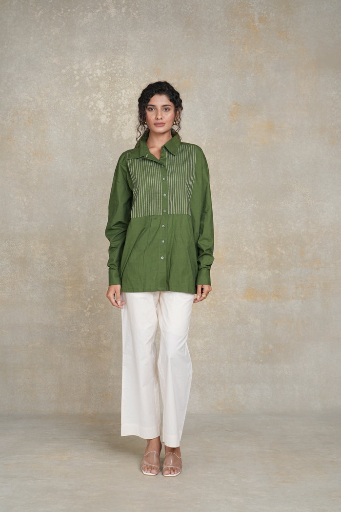 Green and Off-White Cotton Poplin Rumi Set