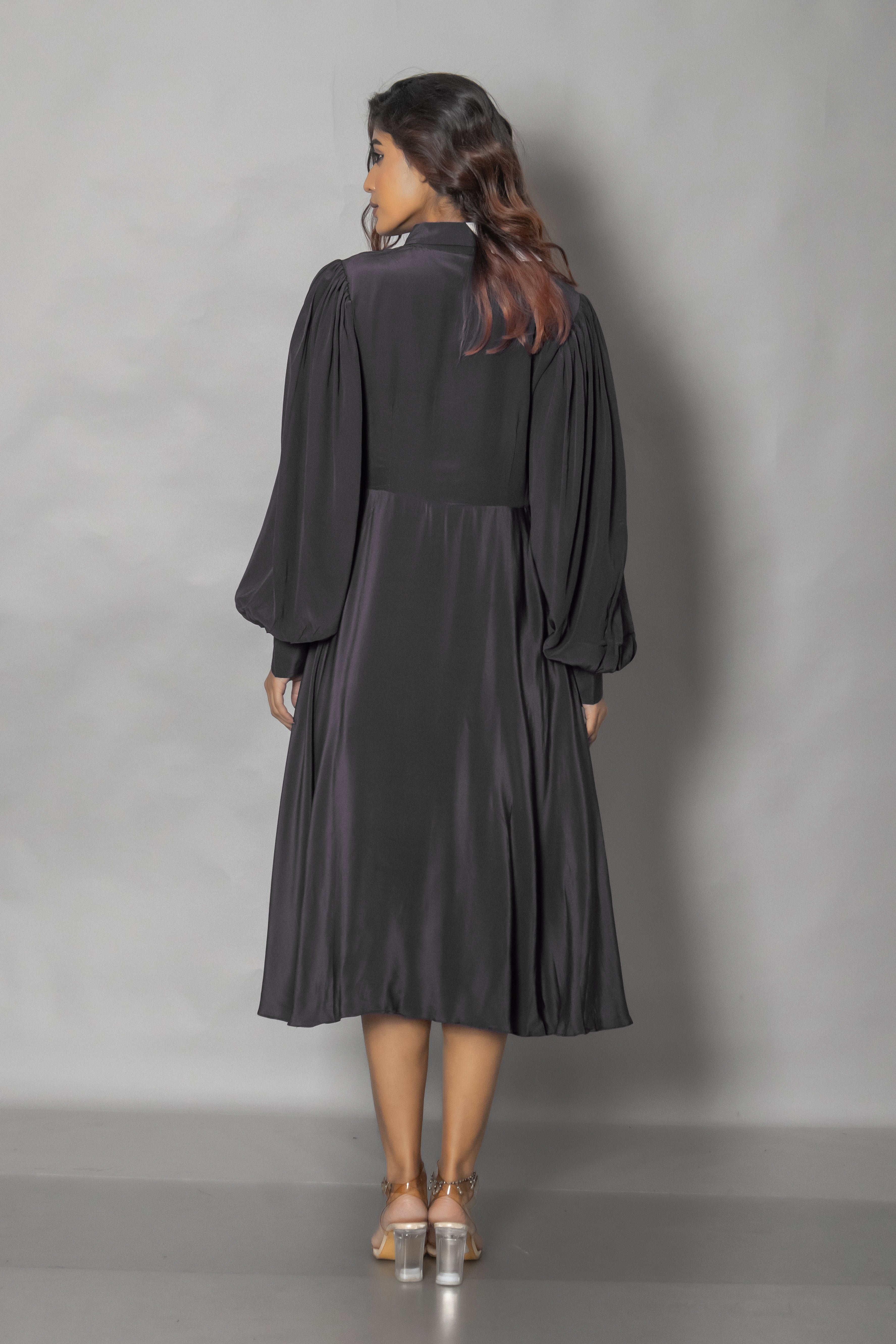 Black Crepe Midi Dress